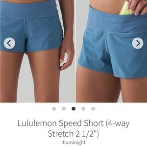 Lululemon Speed Up Shorts, size 6 Illuminate Blue